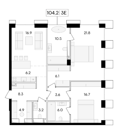 Продажа 3-комнатной элитной квартиры в ЖК Life time. площадь 104.20м2. цена: 80 130 000 руб