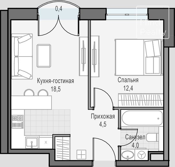Продажа 1-комнатной элитной квартиры в ЖК Достижение. площадь 39.63м2. цена: 20 980 000 руб