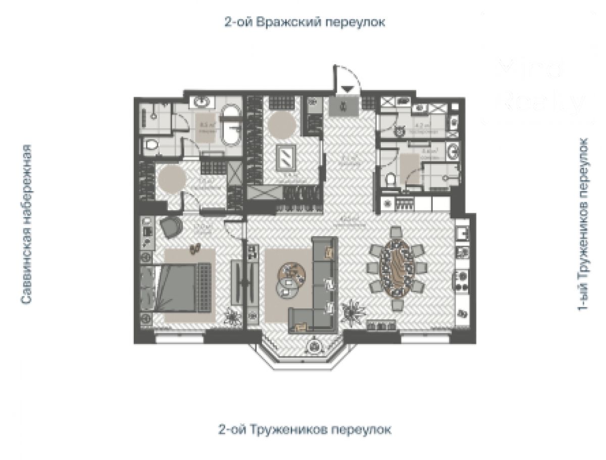 Продажа 2-комнатной элитной квартиры в ЖК Хамовники12. площадь 103.22м2. цена: 166 307 805 руб