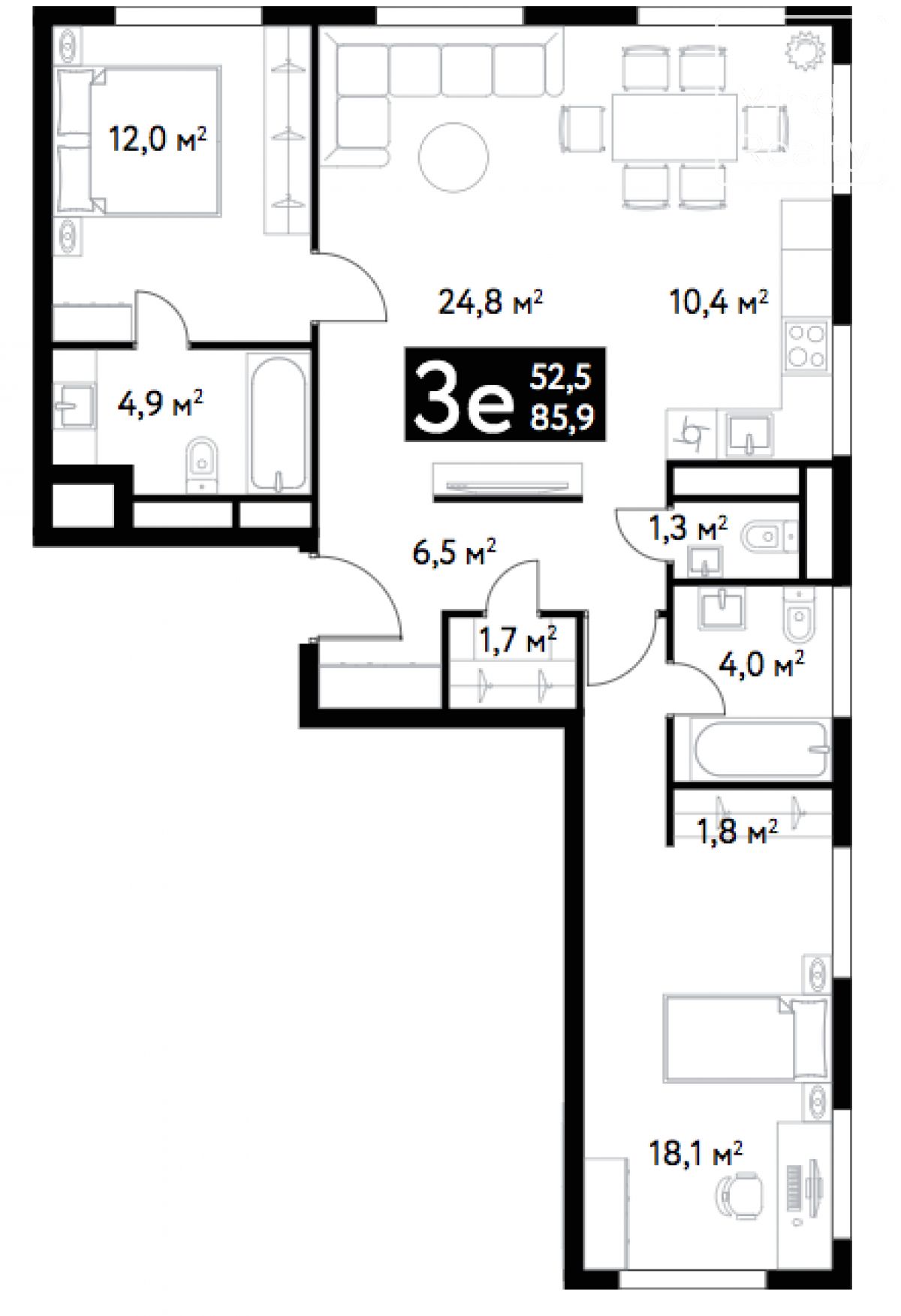 Продажа 3-комнатной элитной квартиры в ЖК Диалог. площадь 85.50м2. цена: 46 384 981 руб