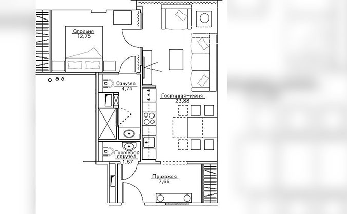 Продажа 2-комнатных апартаментов в ЖК Резиденция Тверская. площадь 53.34м2. цена: 28 163 520 руб
