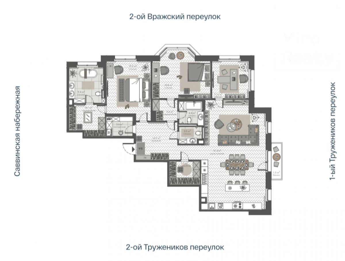Продажа 4-комнатной элитной квартиры в ЖК Хамовники12. площадь 156.53м2. цена: 277 577 120 руб