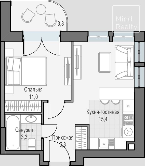 Продажа 1-комнатной элитной квартиры в ЖК Достижение. площадь 35.97м2. цена: 21 760 000 руб