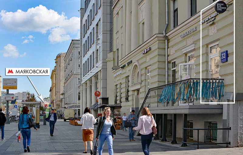 Аренда торговой площади в Москве, в жилом доме. Возле метро Маяковская. Москва г, Садовая-Кудринская ул, д 32 стр. 2. Площадь: 27.40 кв.м. Цена: 290 000 руб