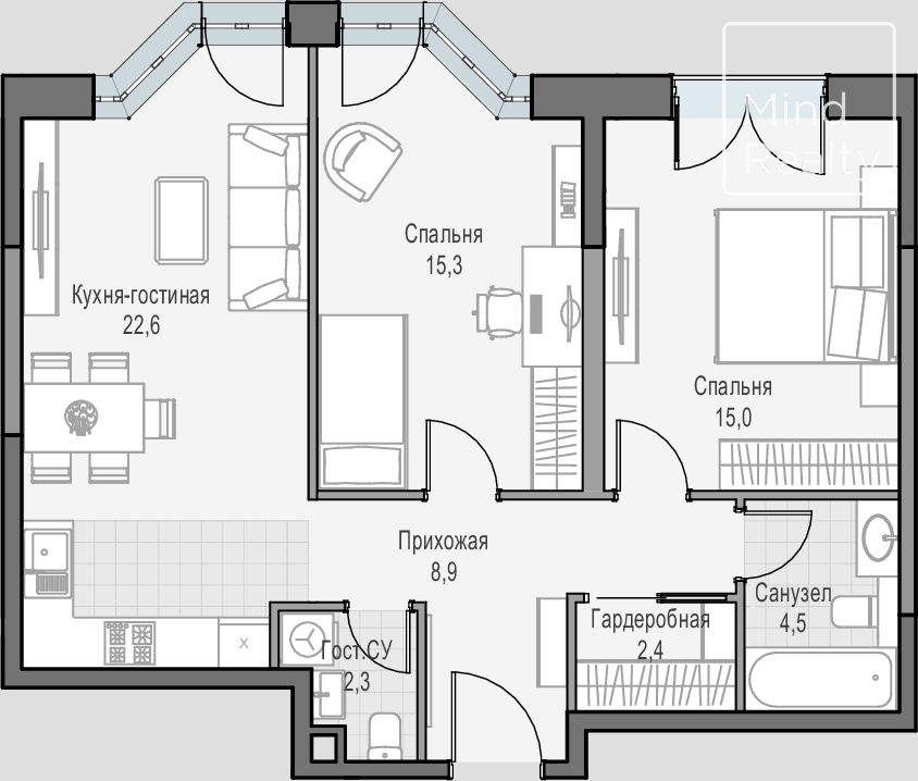 Продажа 3-комнатной элитной квартиры в ЖК Достижение. площадь 70.98м2. цена: 34 190 000 руб