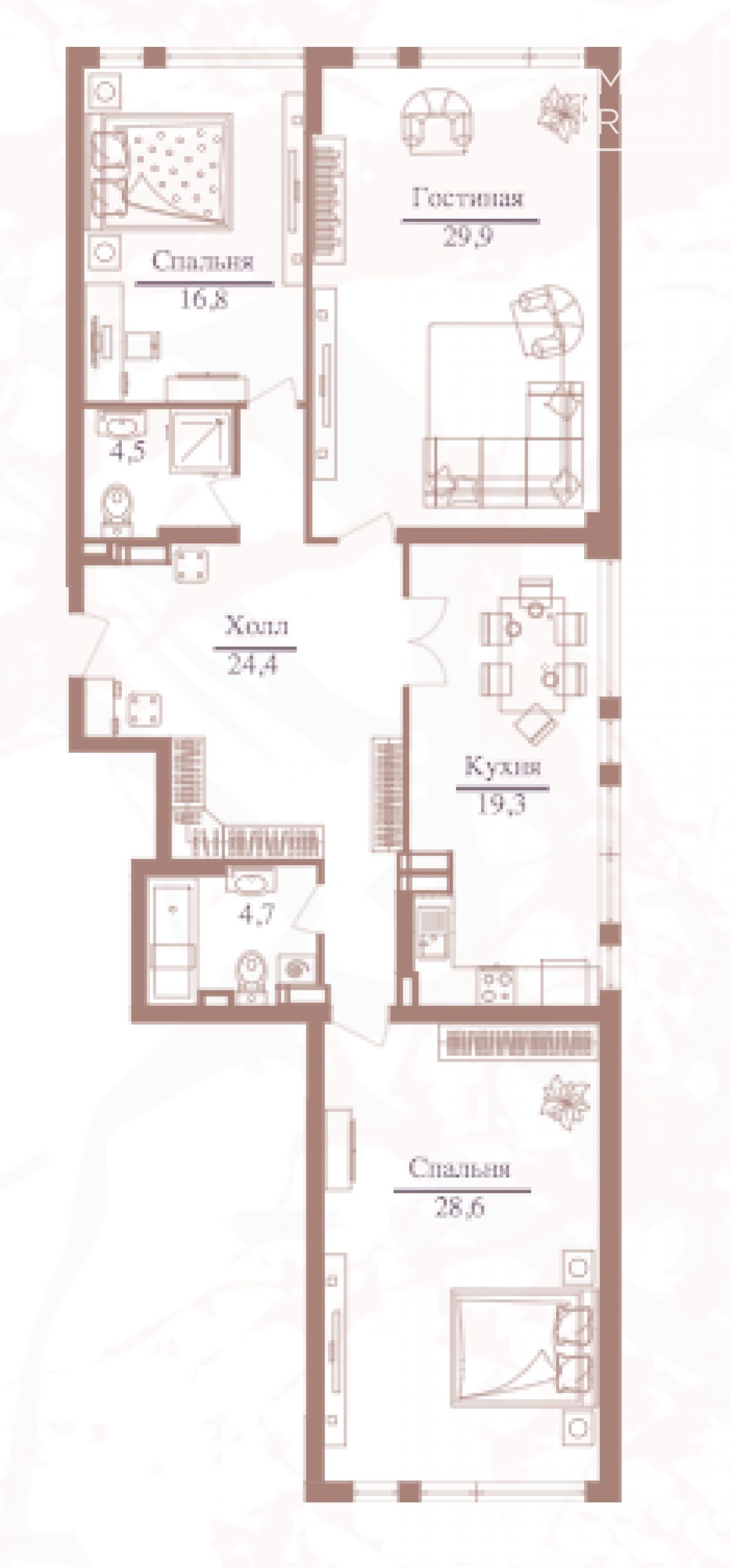 Продажа 3-комнатной элитной квартиры в ЖК Onyx deluxe. площадь 127.90м2. цена: 52 592 480 руб