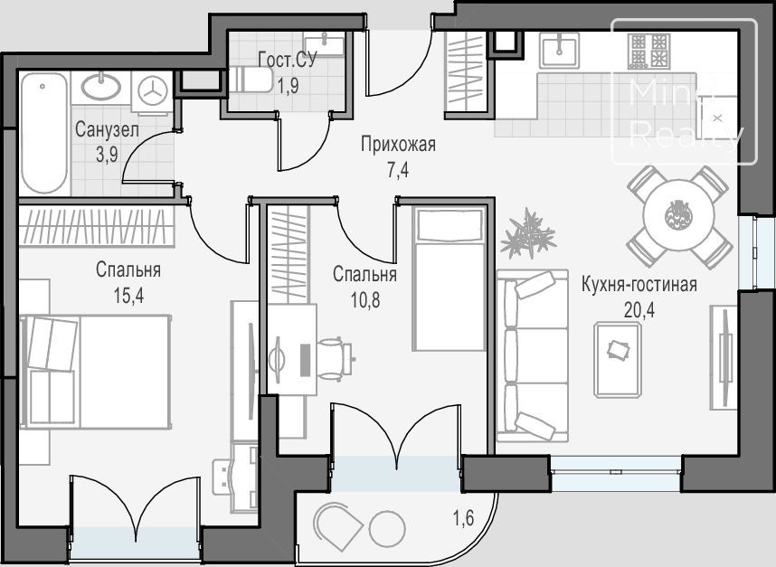 Продажа 3-комнатной элитной квартиры в ЖК Достижение. площадь 61.25м2. цена: 32 610 000 руб