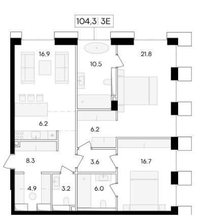 Продажа 3-комнатной элитной квартиры в ЖК Life time. площадь 104.30м2. цена: 89 930 000 руб