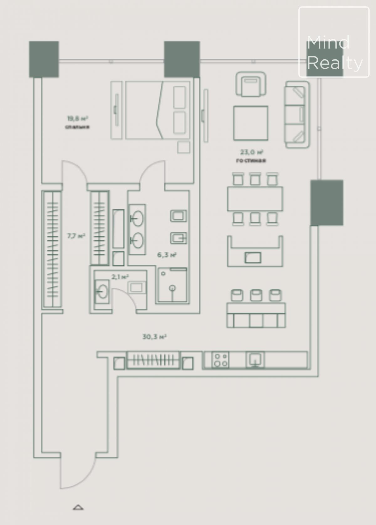 Продажа 2-комнатных апартаментов в ЖК Камергер. площадь 89.50м2