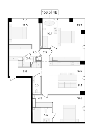 Продажа 4-комнатной элитной квартиры в ЖК Life time. площадь 138.50м2. цена: 115 110 000 руб
