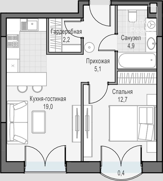 Продажа 1-комнатной элитной квартиры в ЖК Достижение. площадь 44.96м2. цена: 22 580 000 руб
